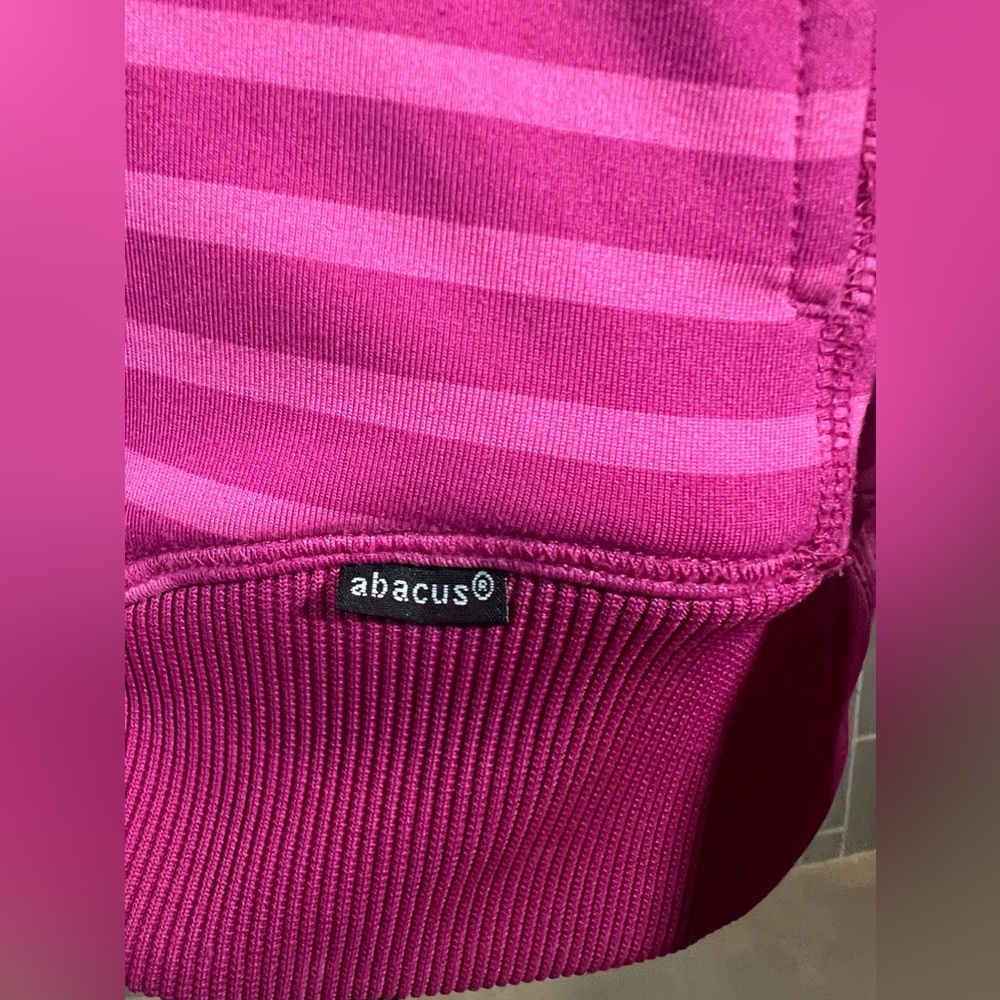 #799 Abacus Golf Pink Stripped Full Zip Mulligan Jacket Large - Picture 7 of 9